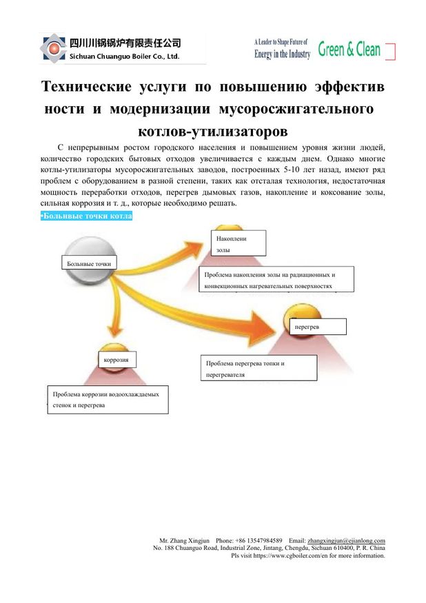 Титульная страница презентации «Технические услуги по повышению эффективности и модернизации мусоросжигательных котлов-утилизаторов»